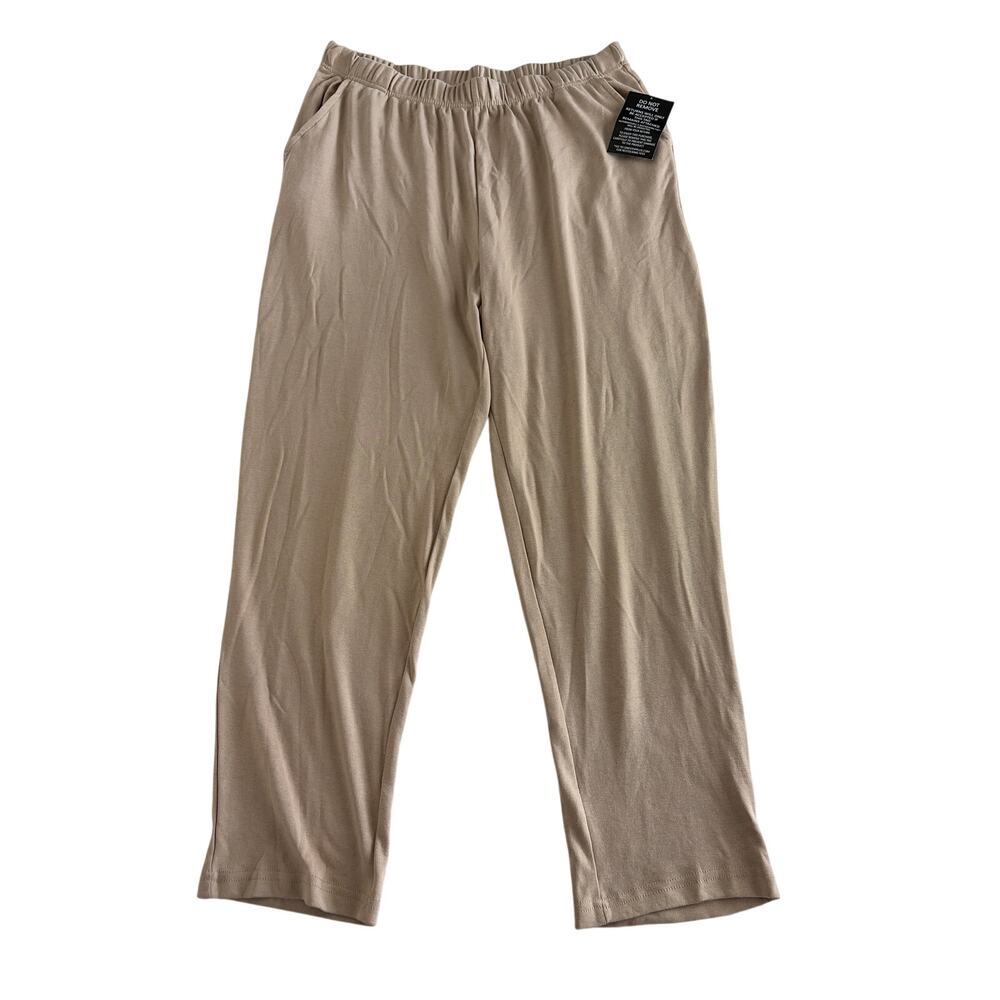Roamans‎ Soft Knit Pants Size 1X Petite 22/24 Tan Beige Pull On NWT